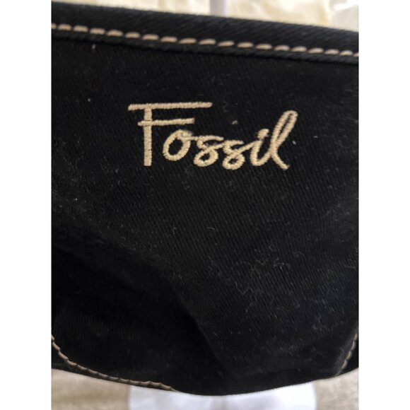 Fossil Black Canvas & Faux Leather Shoulder Bag With Adjustable Strap - Picture 16 of 16